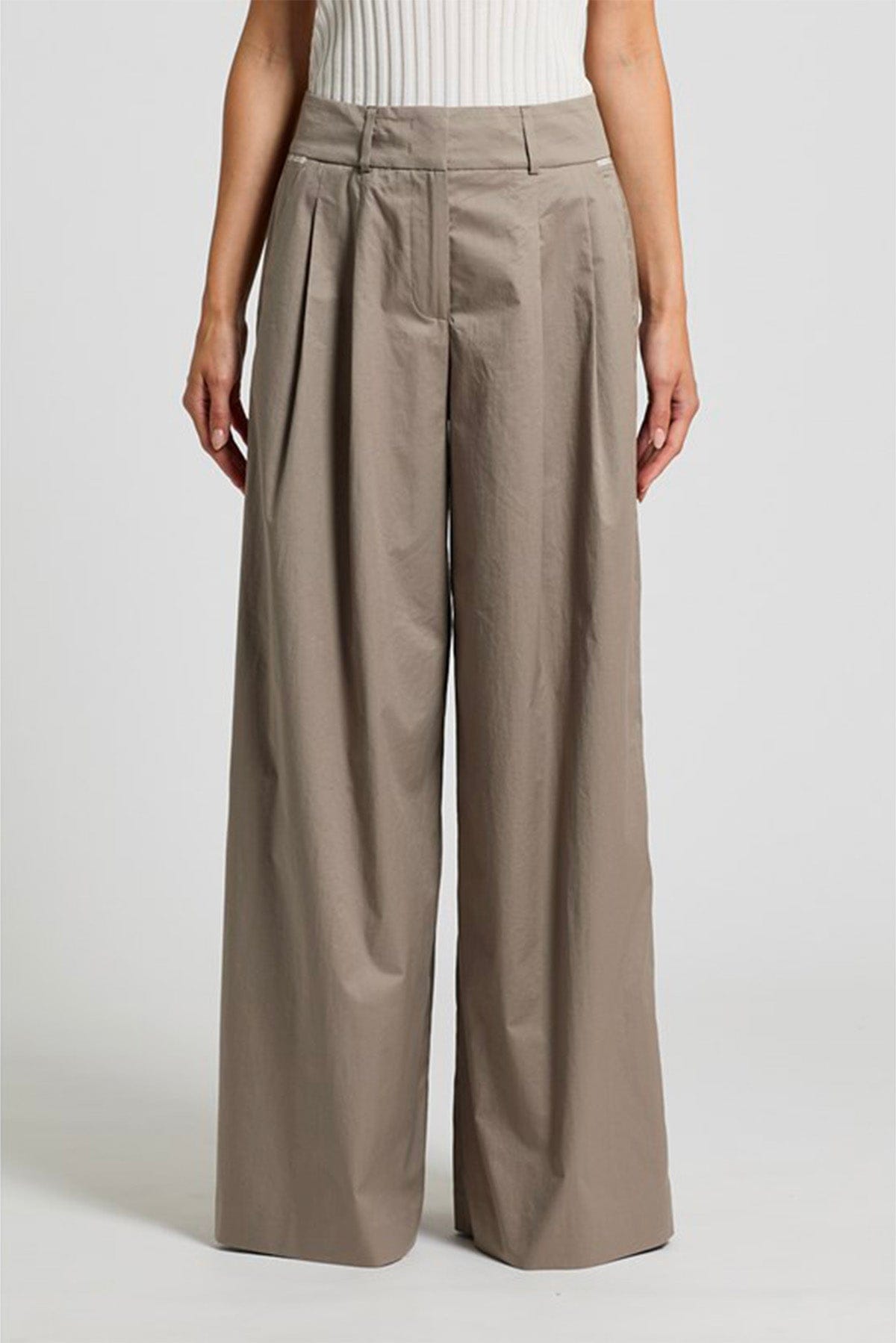 PESERICO PANTALONE LUNGO  MARRONE CORTECCIA / 36 Pantalone donna raso leggero di cotone stretch mano vela A04554 Peserico