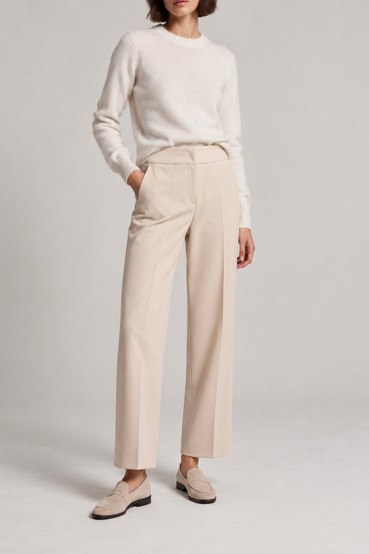 PESERICO PANTALONE LUNGO  BEIGE POLVERE DI STELLE / 36 Pantalone donna in tela tecnica Peserico A04765
