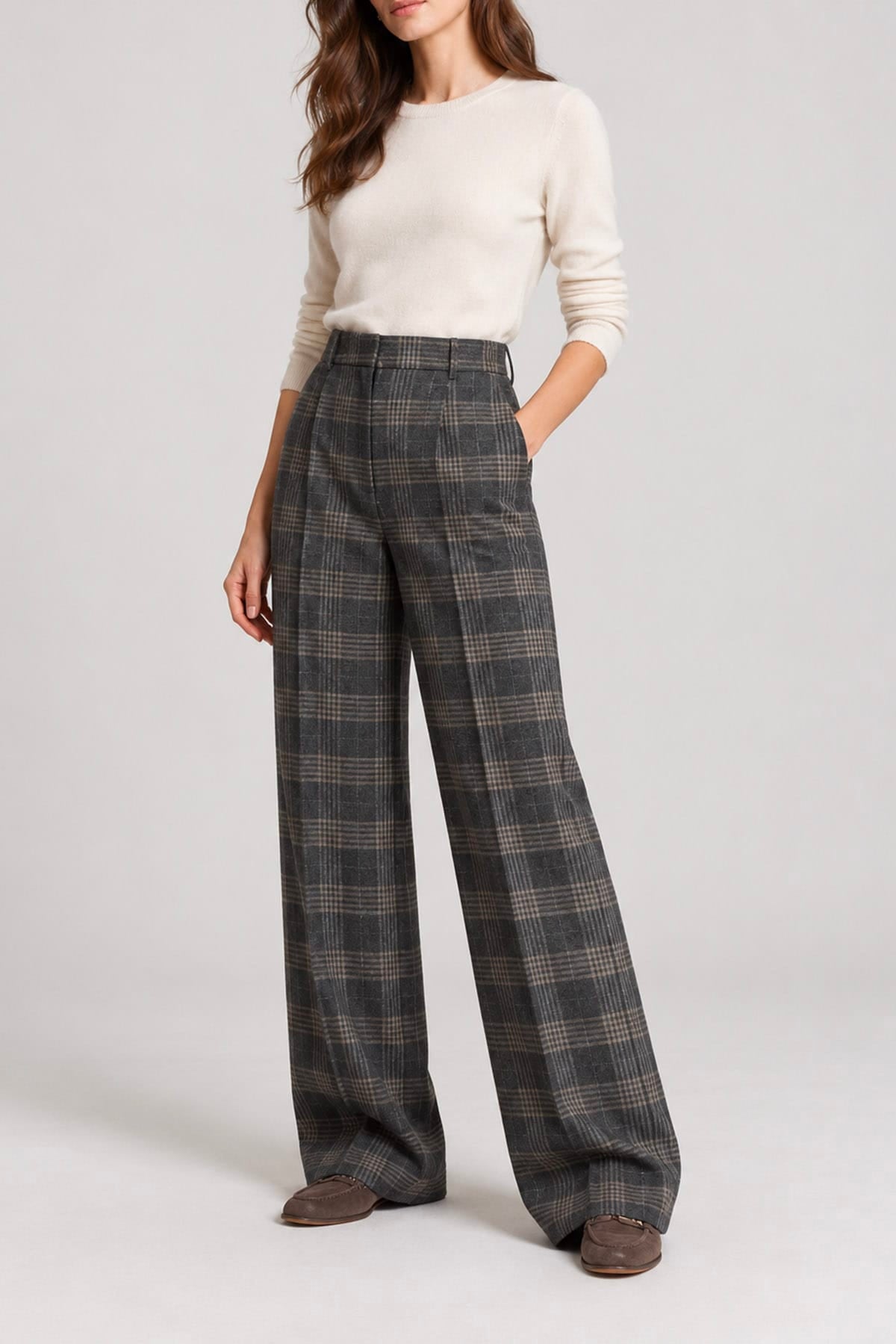 PESERICO PANTALONE LUNGO  Pantaloni donna check peserico in flanella A04335