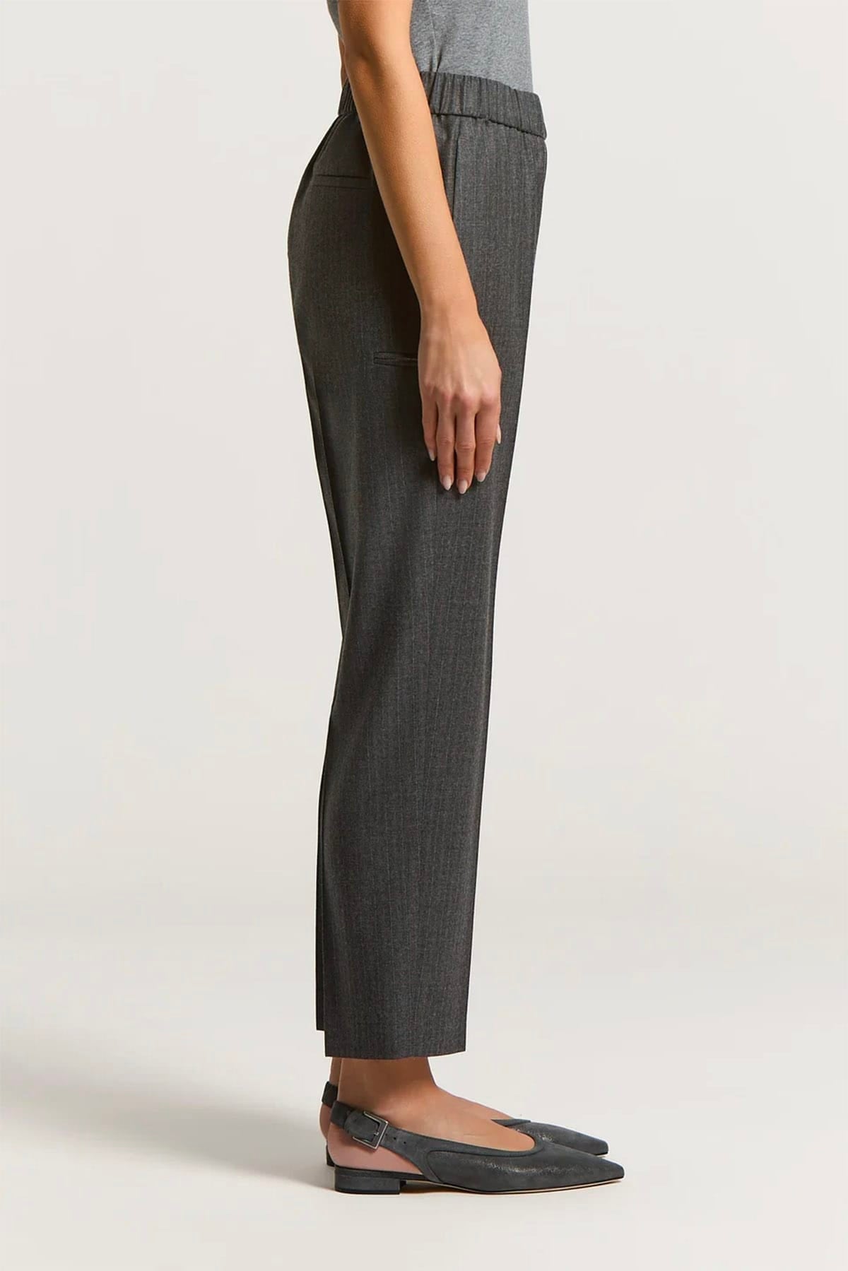 PESERICO PANTALONE LUNGO  Pantaloni gessati grigi donna Peserico A04178