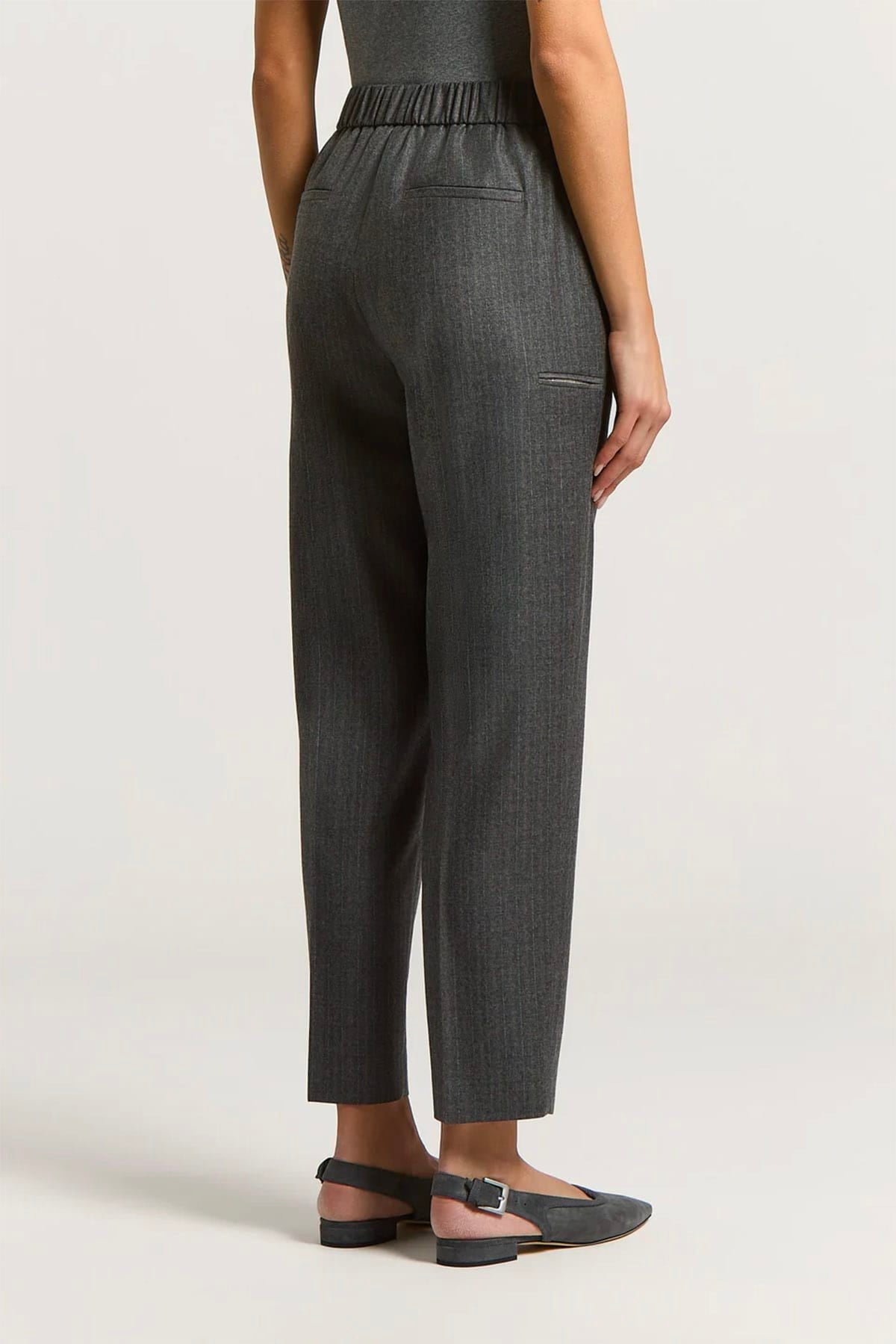 PESERICO PANTALONE LUNGO  Pantaloni gessati grigi donna Peserico A04178