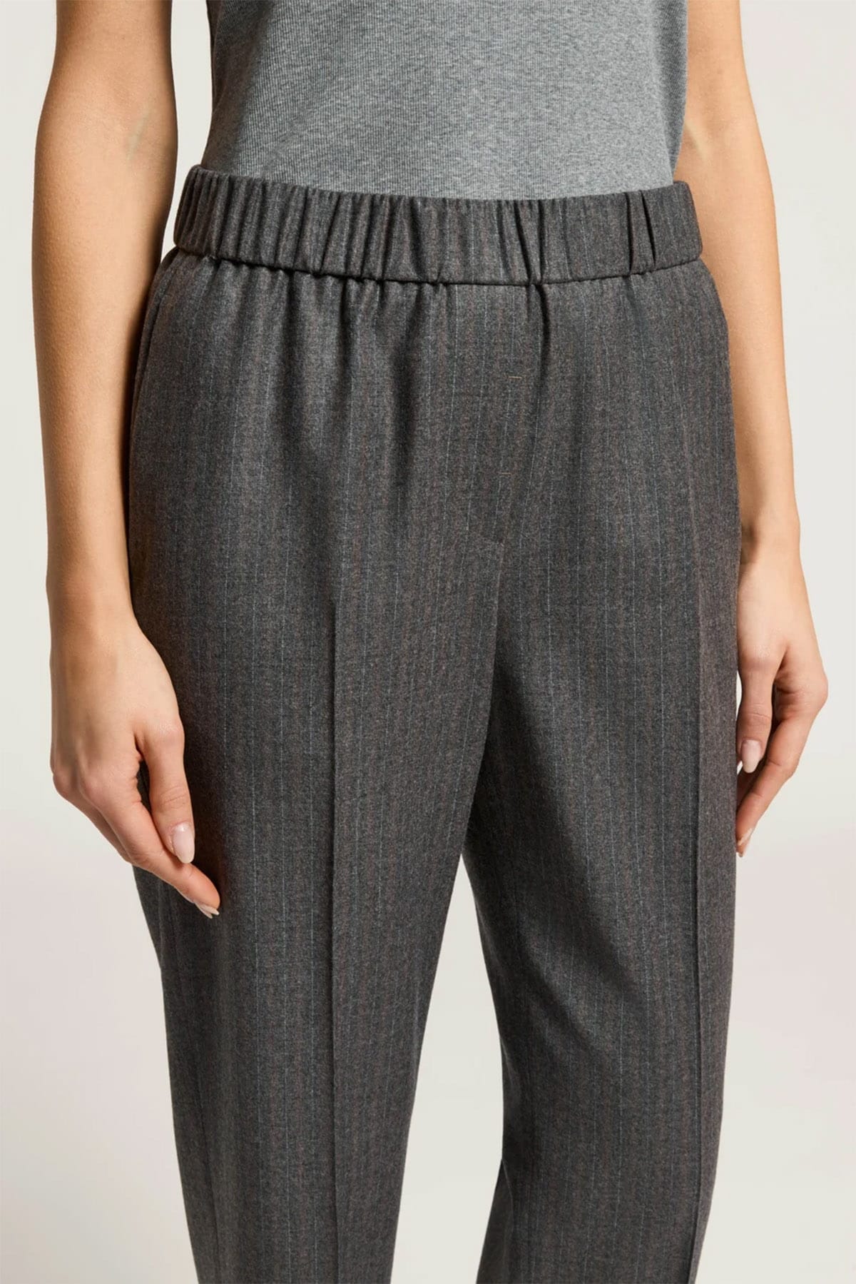 PESERICO PANTALONE LUNGO  GRIGIO SCURO ECLISSE / 36 Pantaloni gessati grigi donna Peserico A04178