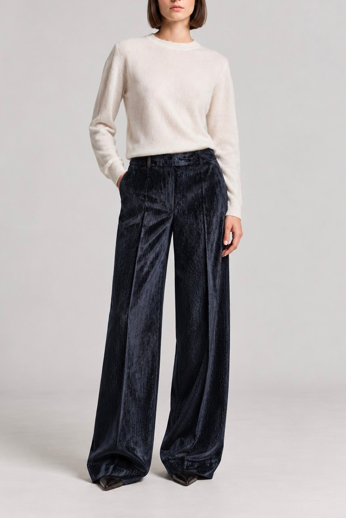 PESERICO PANTALONE LUNGO  Pantaloni over donna blu Peserico A04835