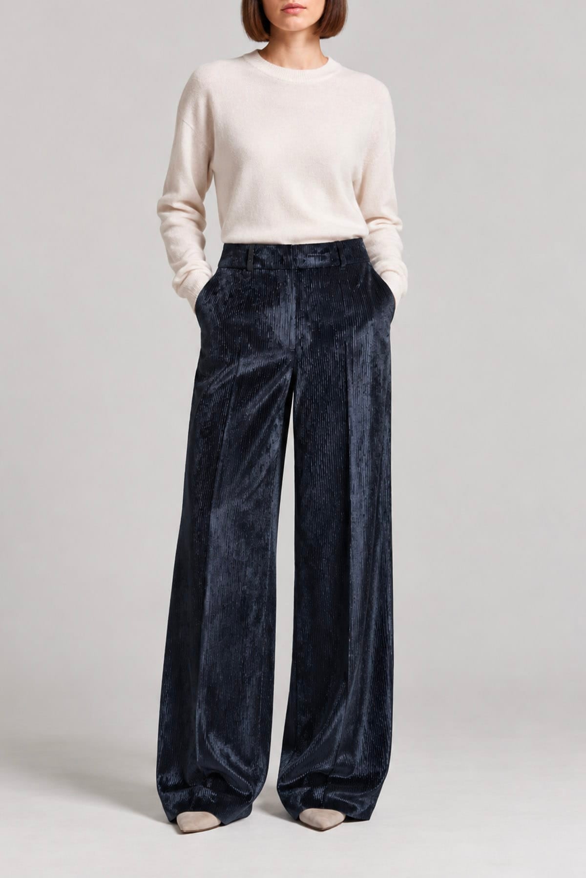 PESERICO PANTALONE LUNGO  Pantaloni over donna blu Peserico A04835