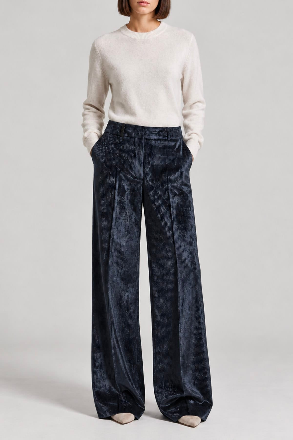 PESERICO PANTALONE LUNGO  Pantaloni over donna blu Peserico A04835