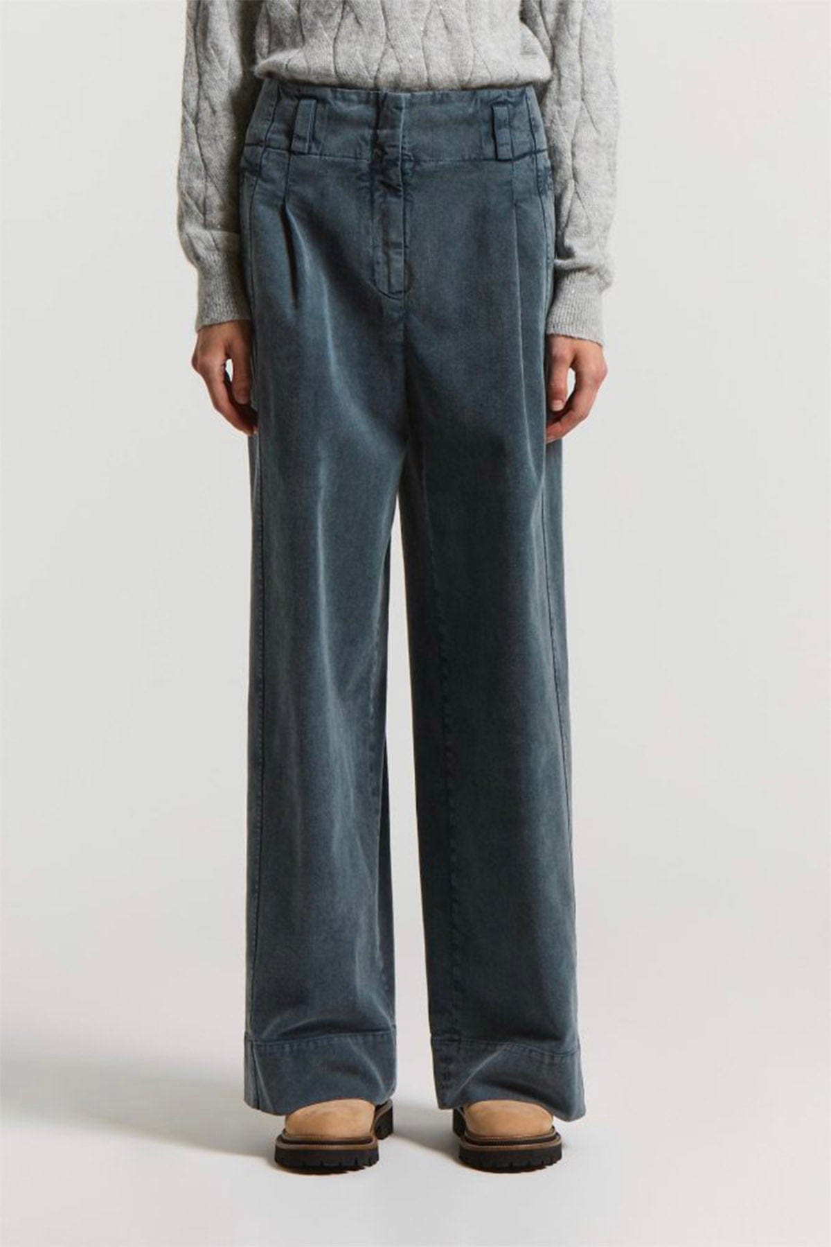 PESERICO PANTALONE LUNGO  PETROLIO / 36 Pantalone donna blu petrolio Peserico