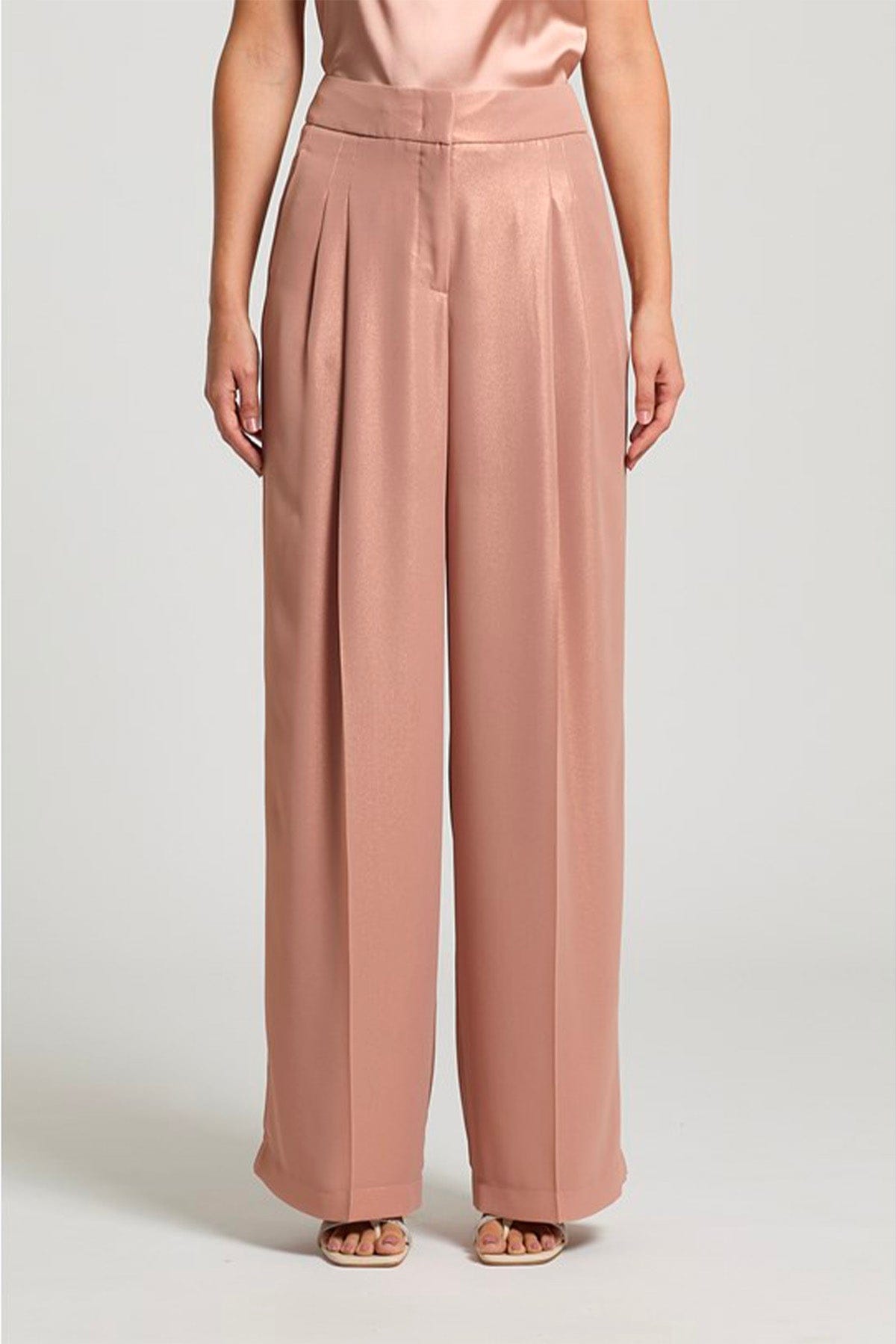PESERICO PANTALONE LUNGO  ROSA ALBEGGIO / 36 Pantalone donna Georgette laminata effetto bagnato E04185D Peserico
