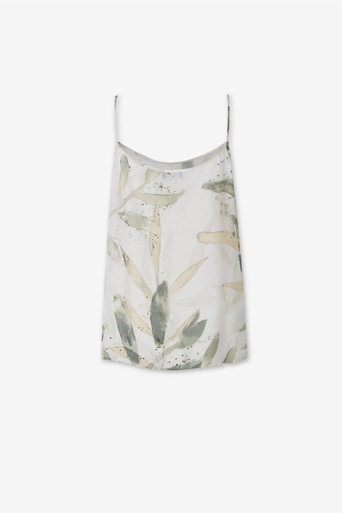 PESERICO TOP-CANOTTIERA IN TES.  Top donna Crepe de chine in viscosa stampata motivo foliage E08421D Peserico