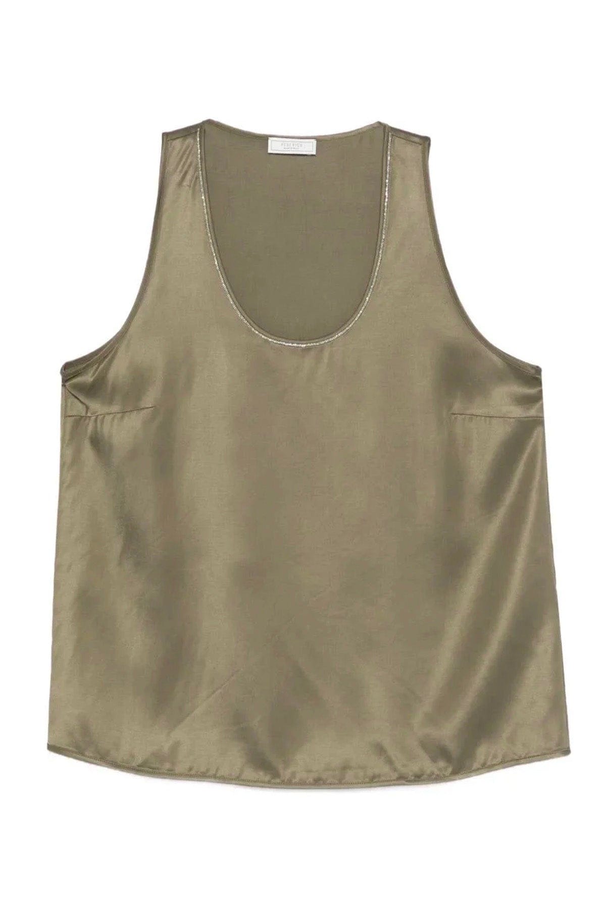 PESERICO TOP-CANOTTIERA IN TES.  MARRONE CORTECCIA / 36 Top donna Raso di viscosa A08481 Peserico