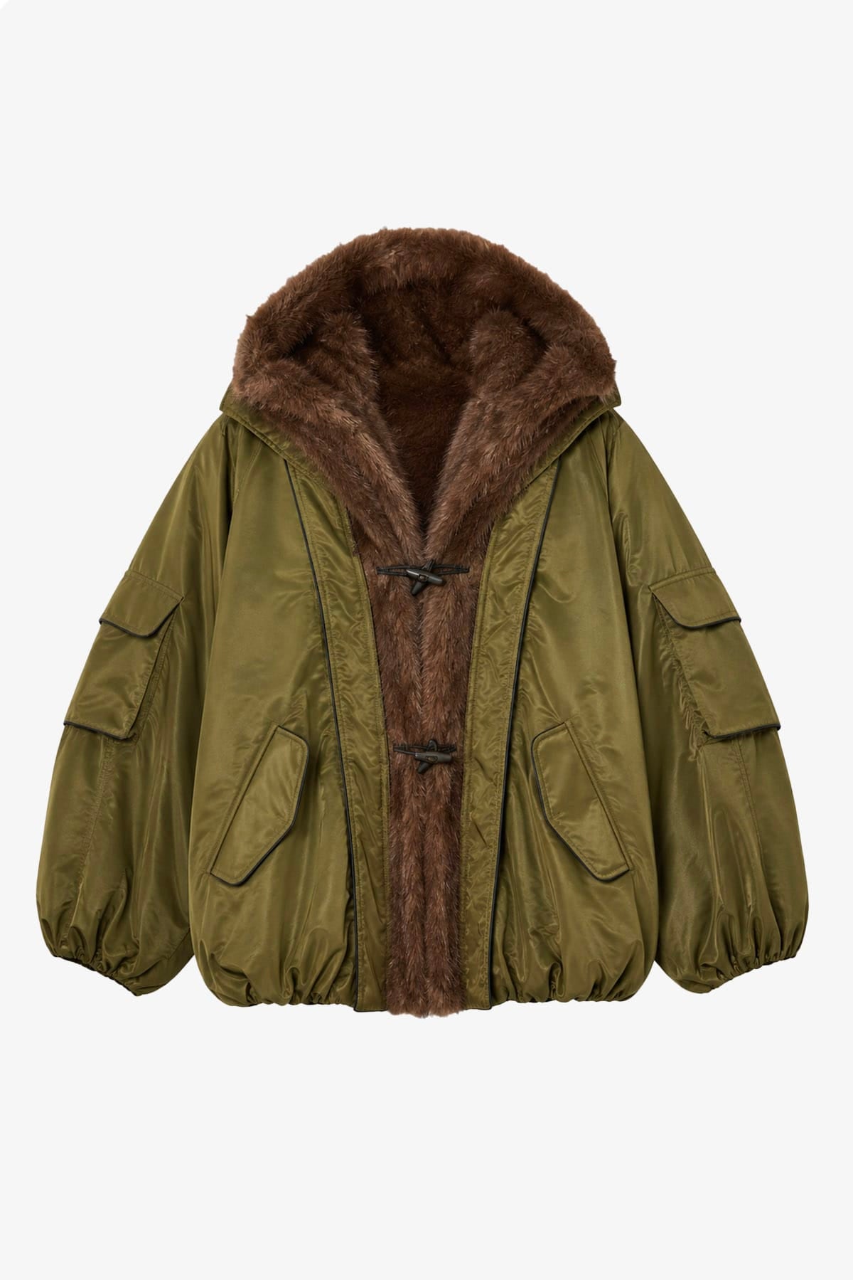 STAND STUDIO GIACCONE  ARMY GREEN / 32 Bomber in ecopelliccia donna Stand Studio Thilda