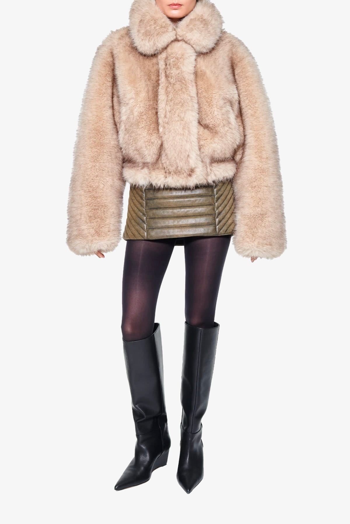 STAND STUDIO GIACCONE  NATURAL BEIGE / 32 Bomber in eco pelliccia donna Stand Studio Lena
