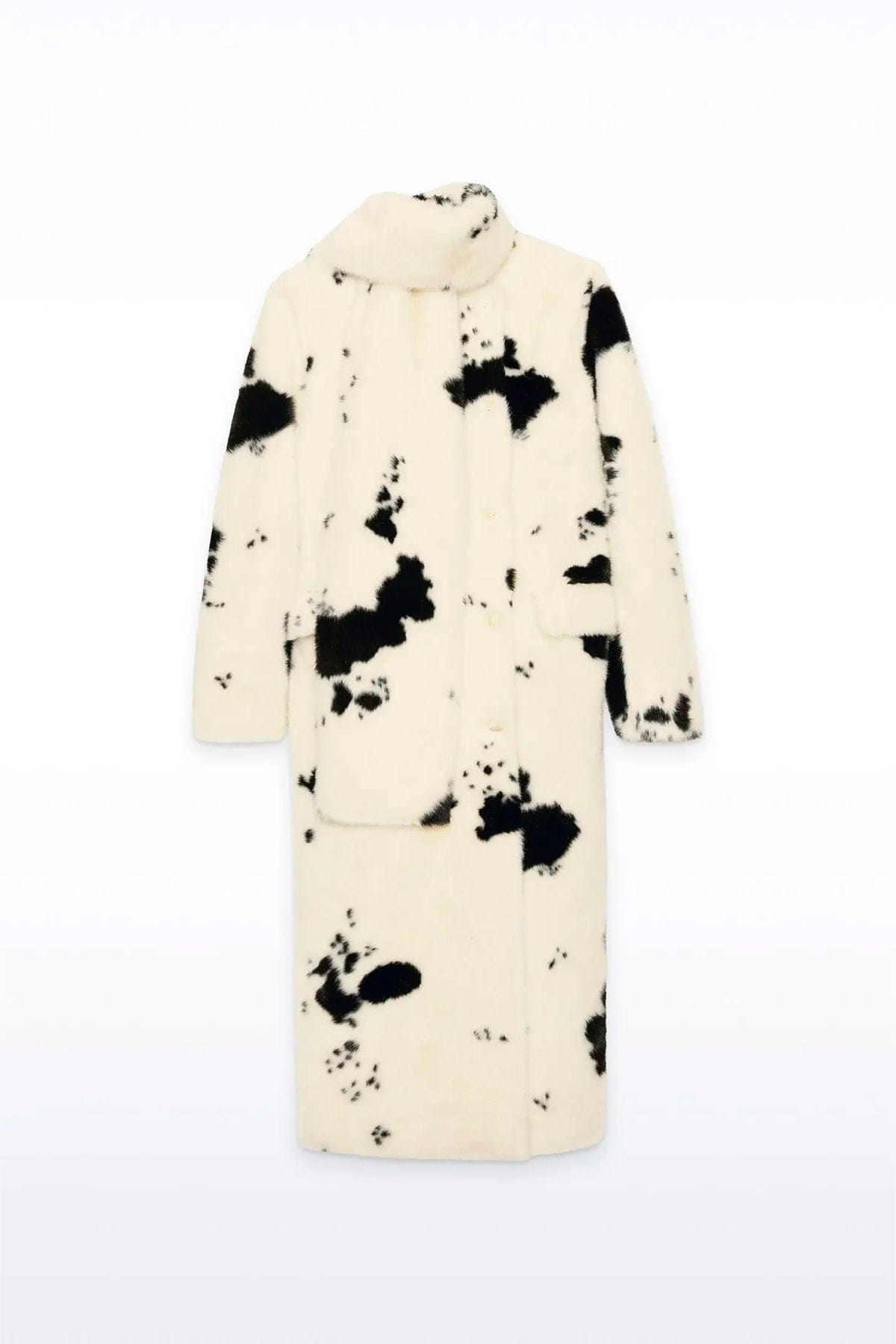 STAND STUDIO MANTELLO-MANTELLA  BIANCO / NERO / 32 Pelliccia ecologica maculata nera fondo bianco Stand Studio