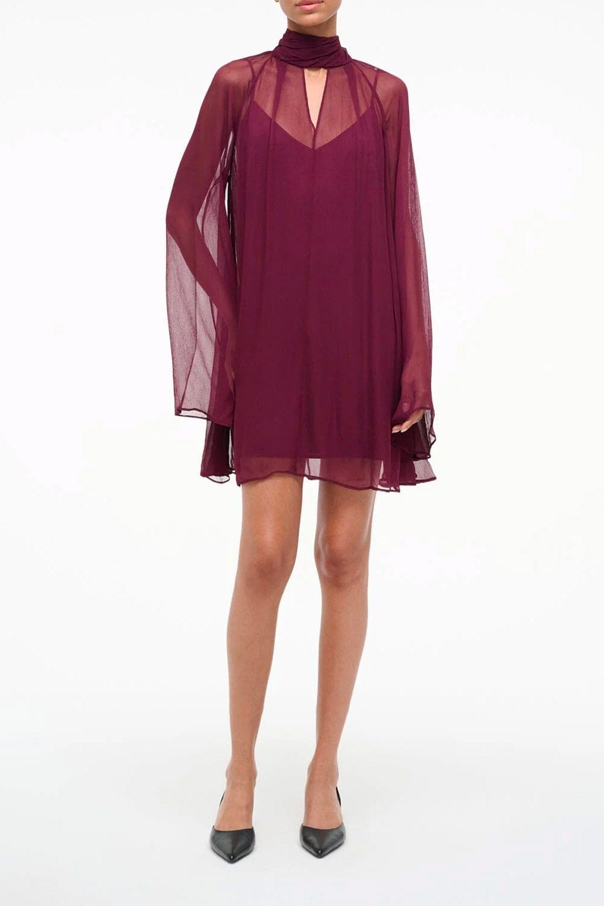 STAUD ABITO  BORDEAUX / XS Abito con maniche lunghe donna bordeaux Staud Esther