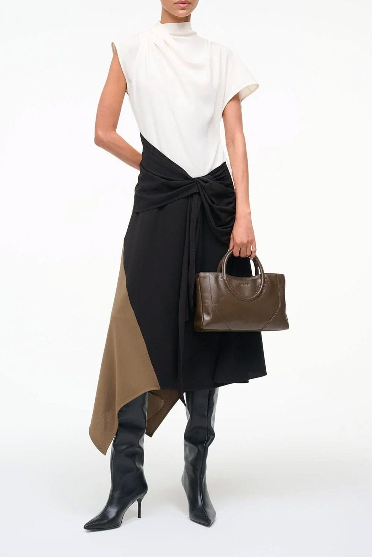 STAUD ABITO  Abito lungo bicolor donna elegante Staud