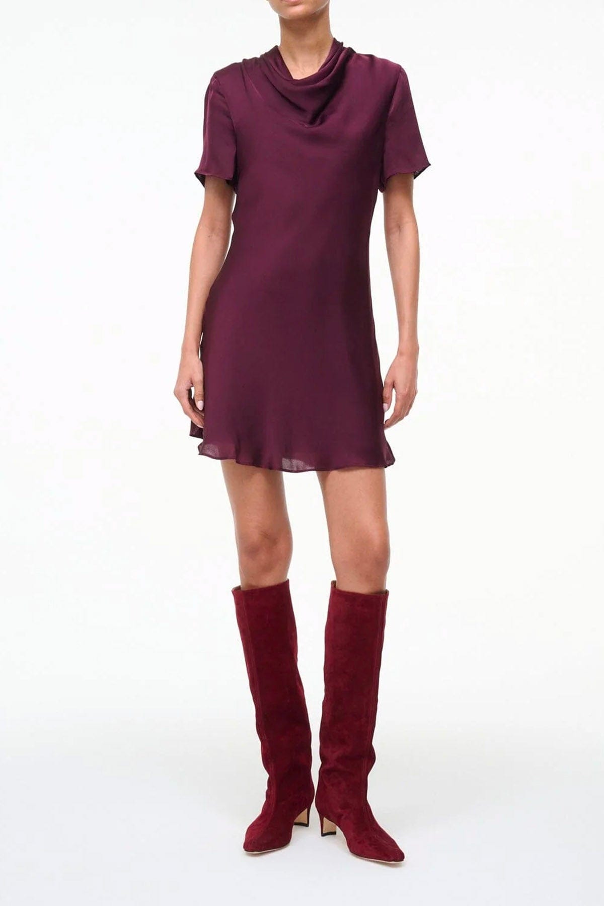 STAUD ABITO  BORDEAUX / XS Vestito corto donna bordeaux in seta Staud Iris