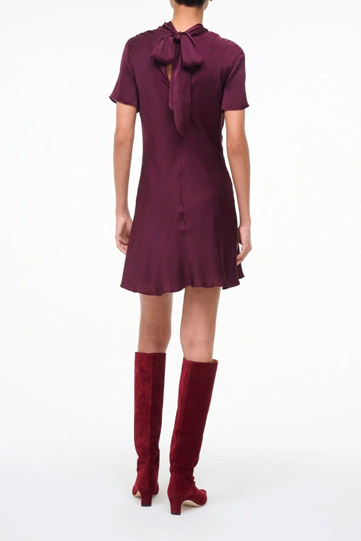 STAUD ABITO  Vestito corto donna bordeaux in seta Staud Iris