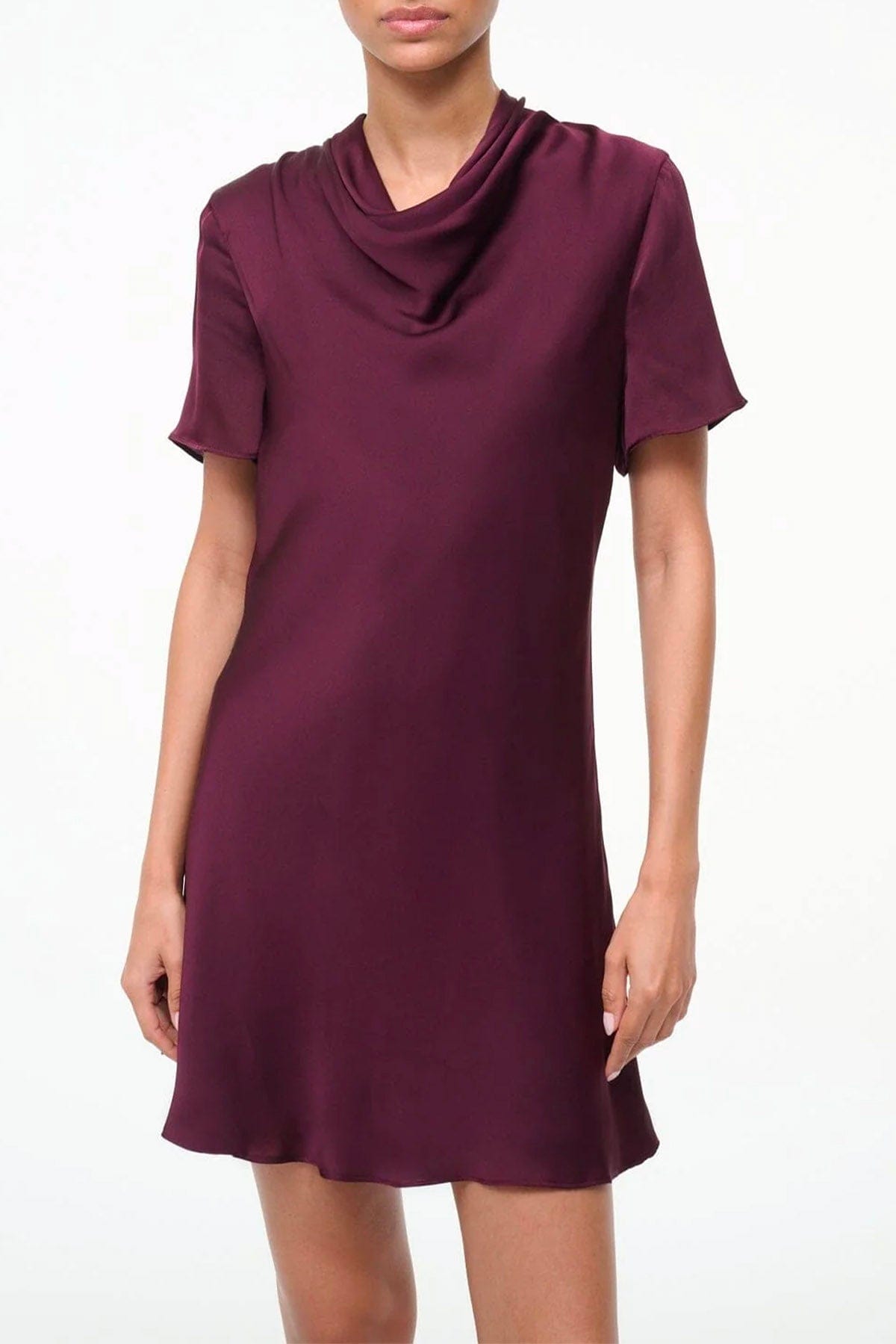 STAUD ABITO  Vestito corto donna bordeaux in seta Staud Iris