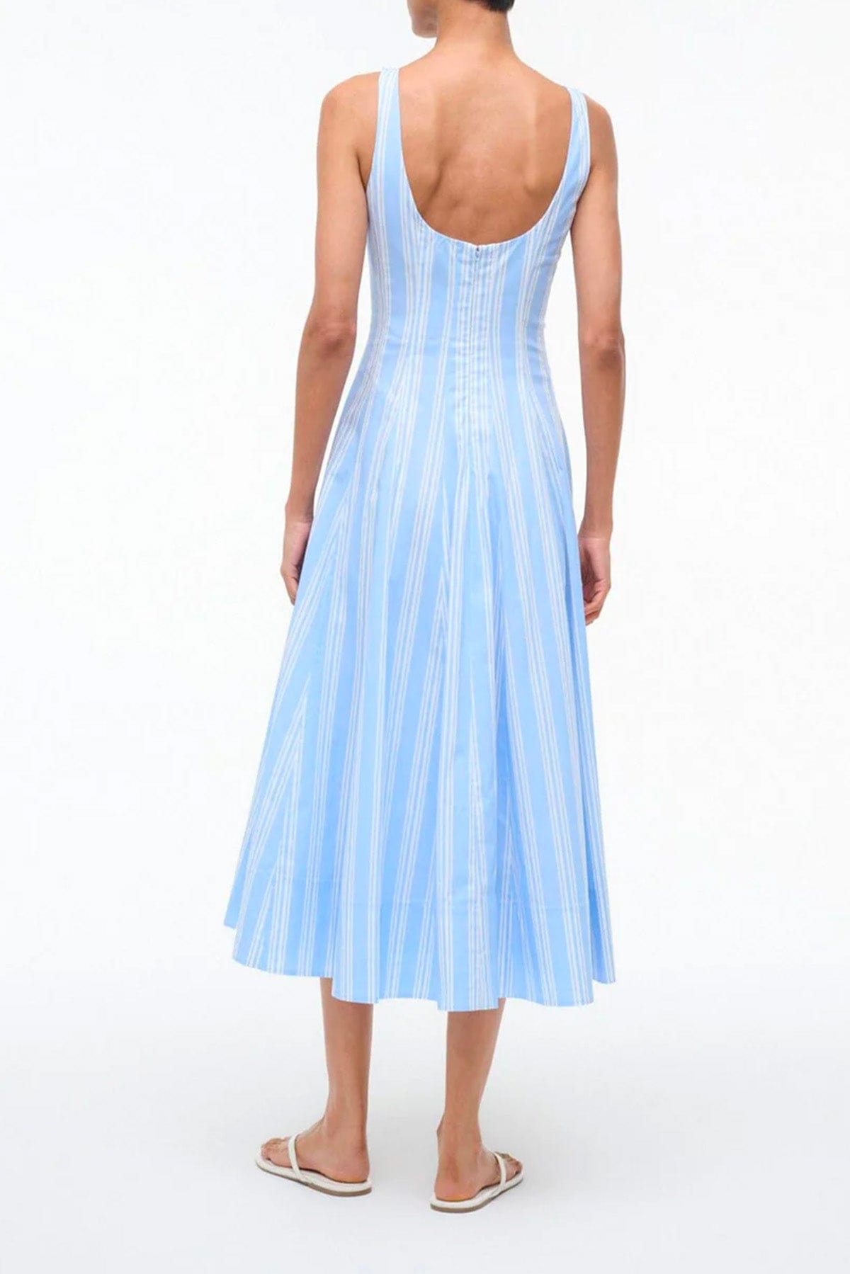 STAUD ABITO  Vestito donna Bianco e azzurro rigato Wells Staud