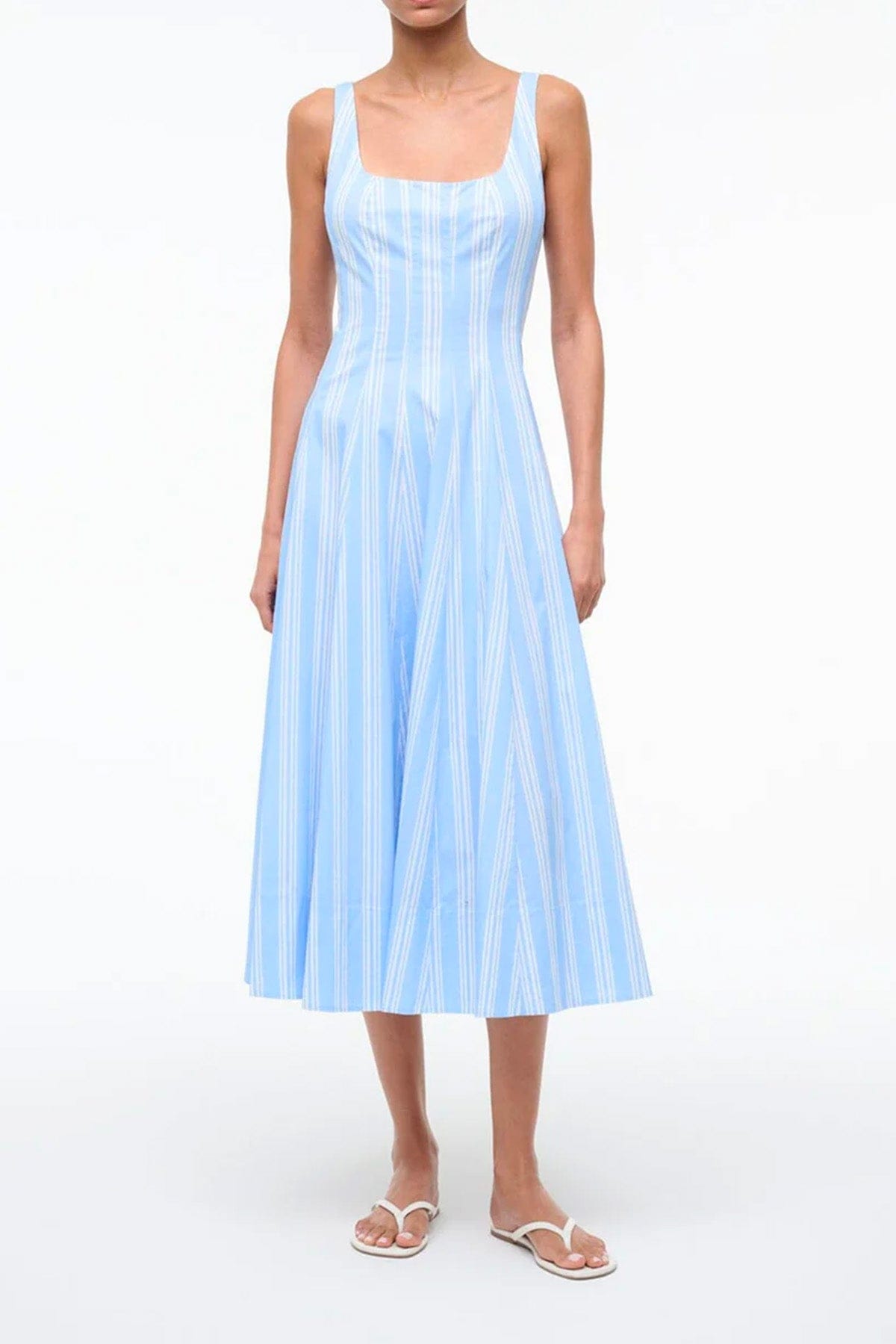 STAUD ABITO  Vestito donna Bianco e azzurro rigato Wells Staud