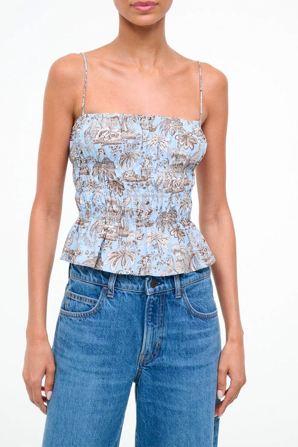 STAUD TOP-CANOTTIERA IN TES.  SKY TOILE / XS Top donna fantasia Staud Ayla