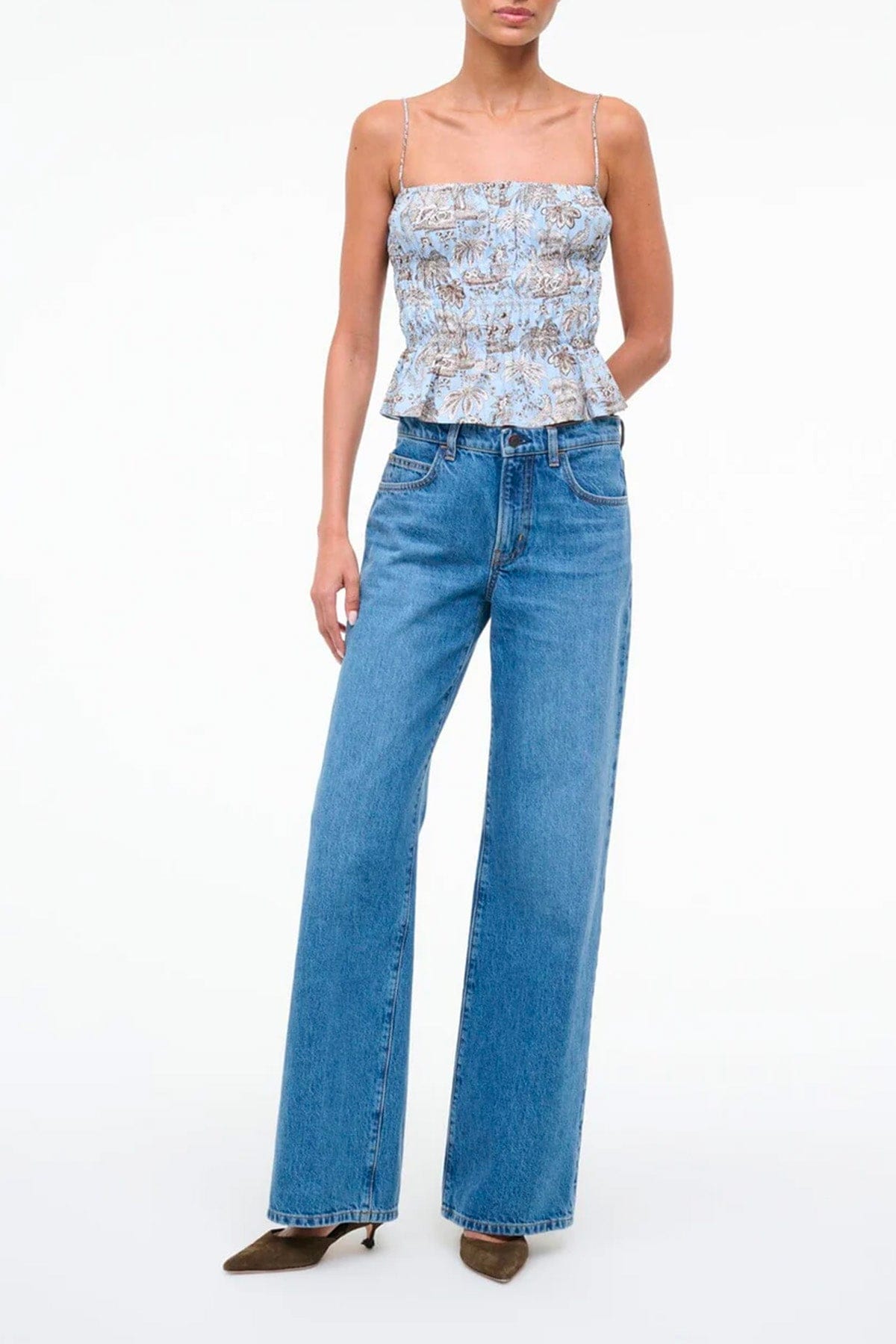 STAUD TOP-CANOTTIERA IN TES.  Top donna fantasia Staud Ayla