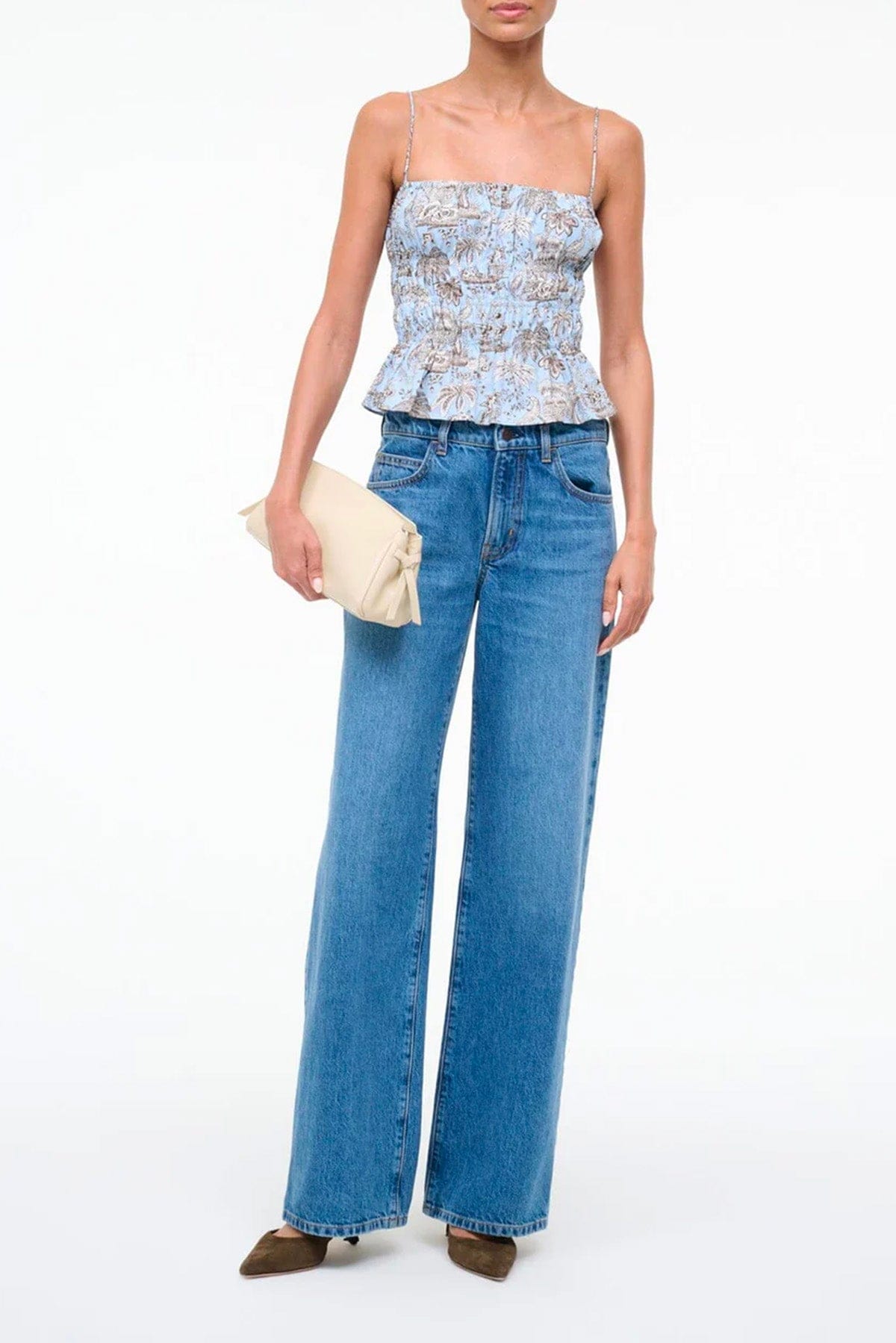 STAUD TOP-CANOTTIERA IN TES.  Top donna fantasia Staud Ayla