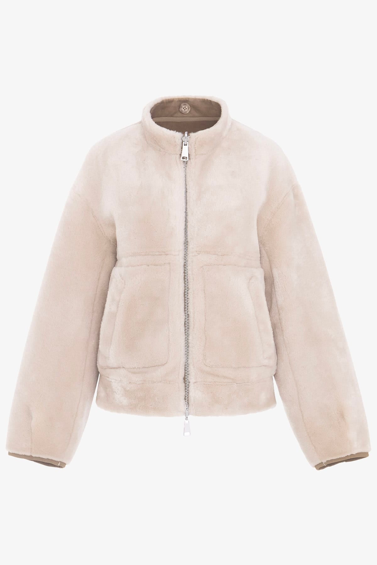 URBANCODE BOMBER GESSO-SABBIA / XXS Bomber in eco pelliccia donna Urbancode BJ20395