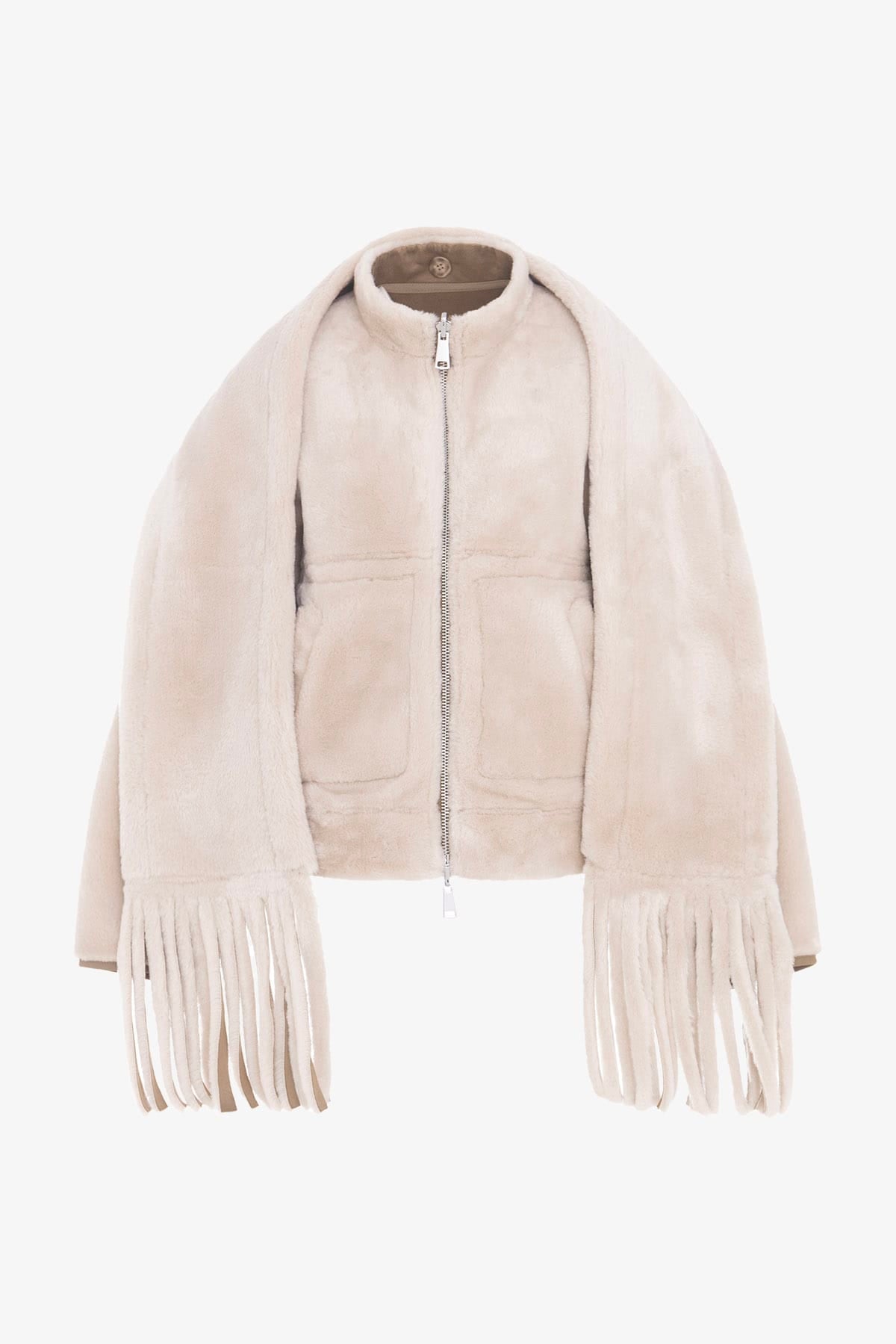 URBANCODE BOMBER GESSO-SABBIA / XXS Bomber in eco pelliccia donna Urbancode BJ20395