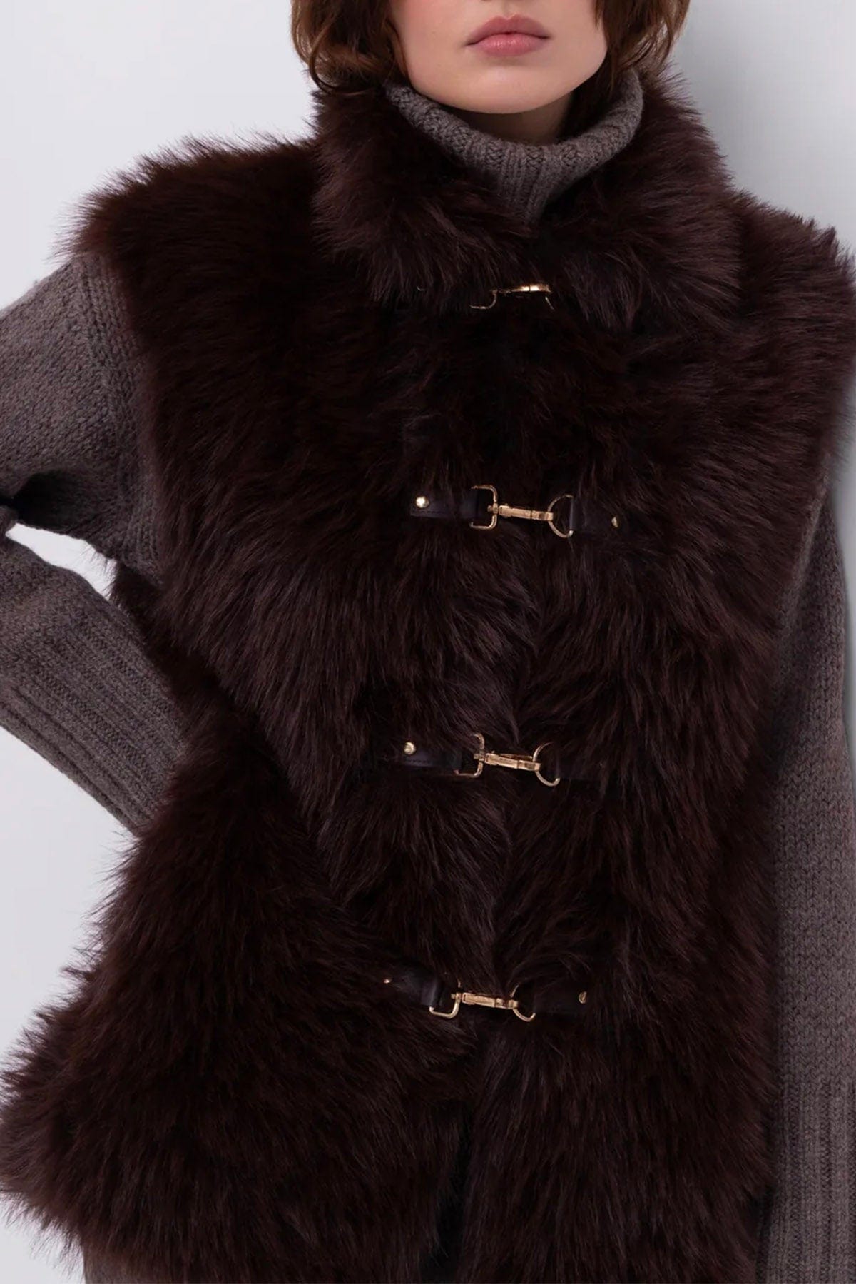 URBANCODE GILET  CIOCCOLATO / XXS Gilet pelliccia vegana cioccolato Urbancode BJ 20073