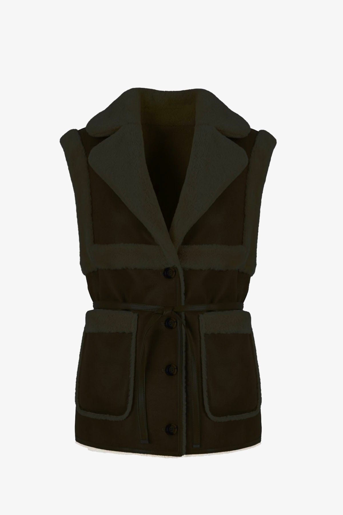 URBANCODE GILET  KHAKI / XXS Gilet in Eco Montone Donna Urbancode