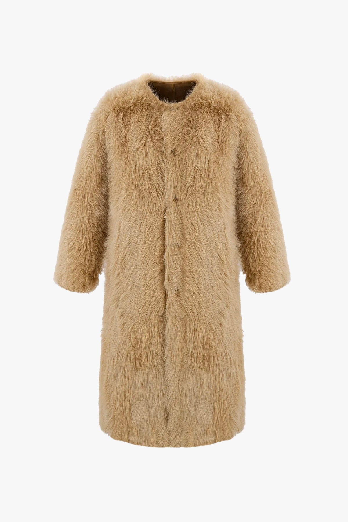 URBANCODE MANTELLO-MANTELLA  CARAMELLO / XXS Cappotto pelo lungo vegano Urbancode BJ 20018